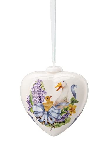 Hutschenreuther Ostern Porzellan-Herz 2023 - Sammlerstück Das Herz 2023, zeitlich limitierte Edition Porzellan Herz Osterdekoration Frühlingsblumen, Gänsefamilie im Nest, Hyazinthen, Narzissen Motiv im Sale